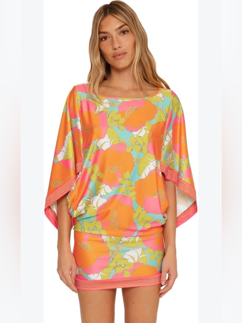 Trina Turk Playa de Flor Tunic Swim Cover Up Floral Multi Color M $152